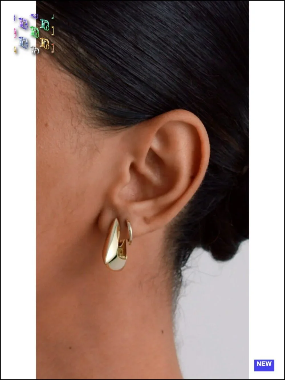 14K Gold Plated 925 Sterling Silver Geometric Hoop Earrings for Women